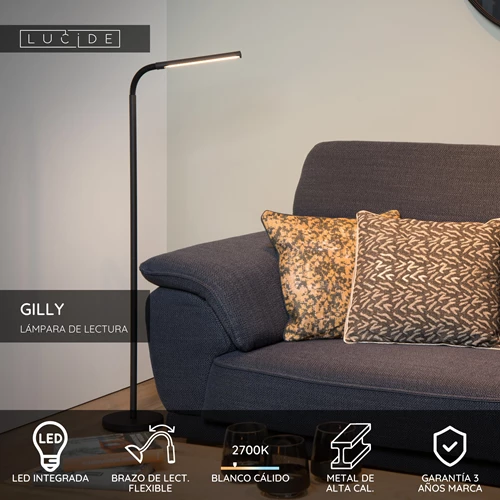 Lucide GILLY - Lámpara de lectura - LED - 1x6W 2700K - Negro - USP